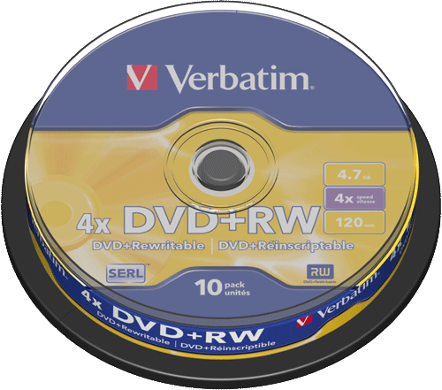 foto van VERBATIM DVD+RW 4.7 GB spindel