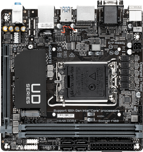 foto van GIGABYTE - moederbord - H610I - ITX