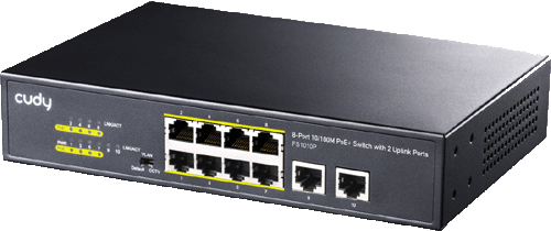 foto van CUDY 8 poorten PoE+ switch