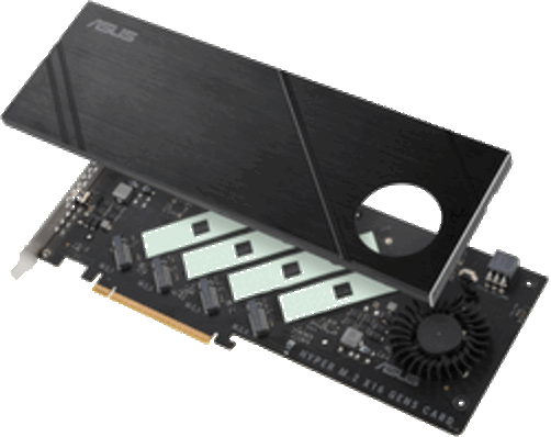 foto van ASUS PCIe > 4xNVMe adapter