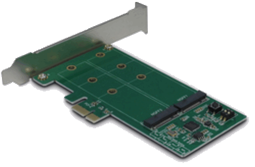 foto van INTERTECH PCIe > 2xM.2 SATA