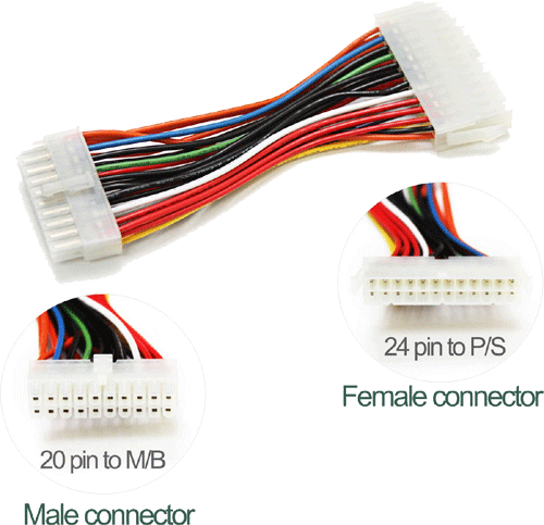 foto van ATX 24pins > 20pins adapter